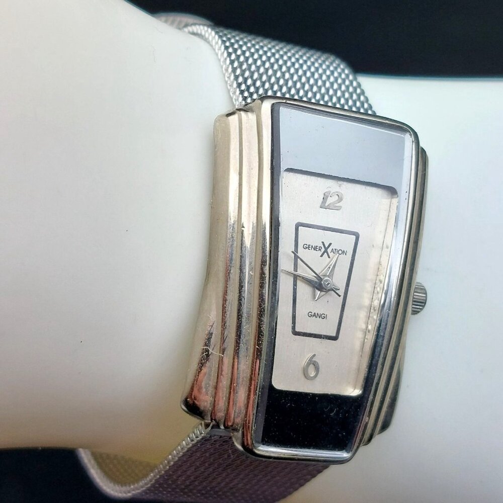 Generation X Rectangular Silver Tone Mesh Watch W… - image 2